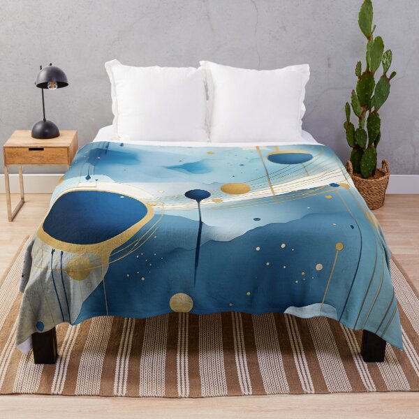 Artikelvorschau, Abstrakte Formen Geometrische Kunst ~ Planeten und im Weltraum ~ Strukturierte blaue und goldene Kreise Malerei 10 entworfen und verkauft von Neon-Wolf.