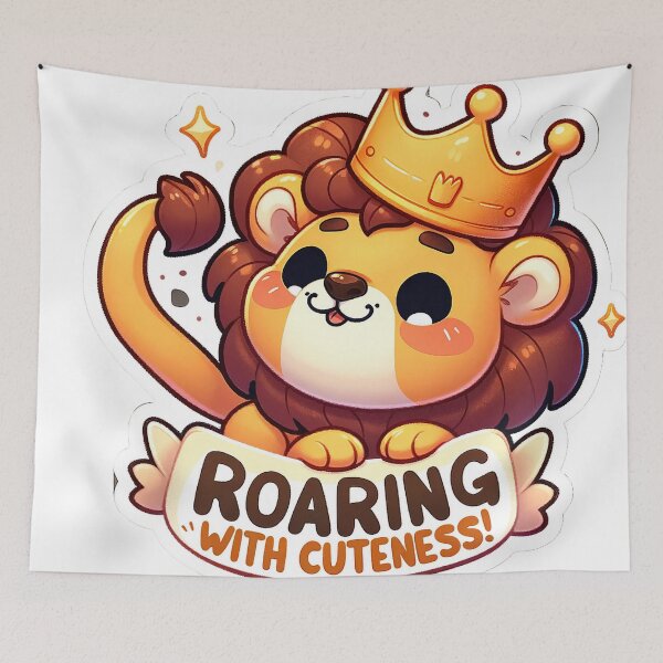 Item preview, Charming Lion Cub Crown Sticker - Roaring with Cuteness! designed and sold by The-Library.