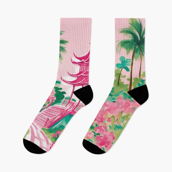 Item preview, Pink cheetah in chinoiserie garden designed and sold by SophieClimaArt.