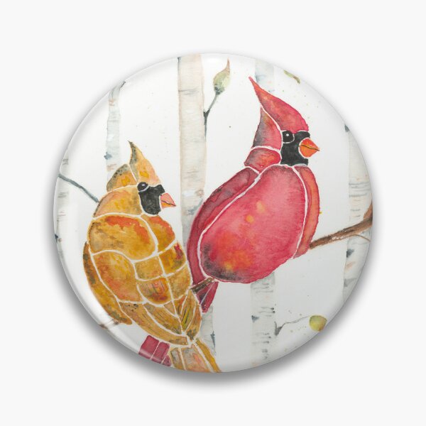 Item preview, cardinal sitting amongst  birch trees designed and sold by carole robb.