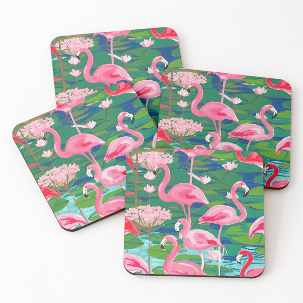 Item preview, Pink flamingos. In lily pond designed and sold by SophieClimaArt.