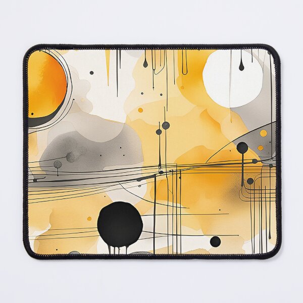 Aperçu de l'œuvre Formes abstraites Art géométrique ~ Planètes et dans l’espace ~ Peinture de cercles jaunes et noirs texturés 1 créée et vendue par Neon-Wolf.