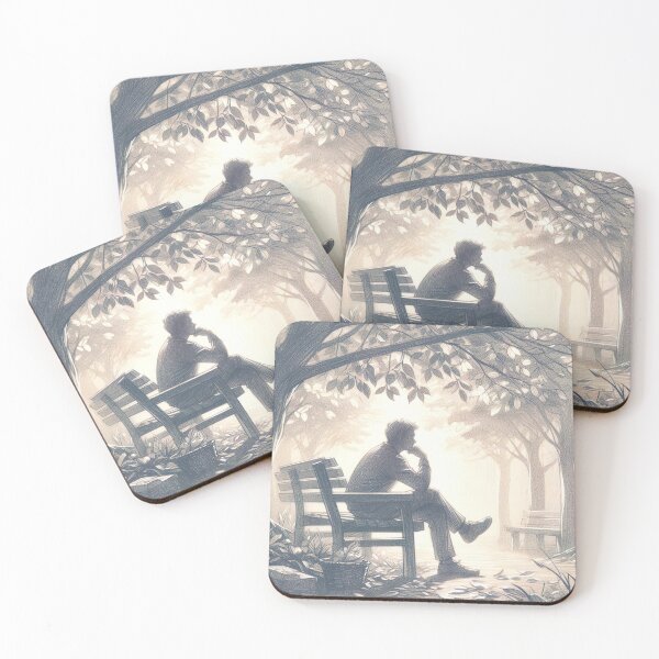 Item preview, Autumn Reflection: Serene Park Bench Sketch with Natural Light designed and sold by Huycao211.