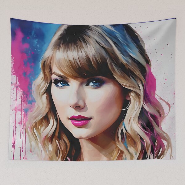 Item preview, Taylor Swift Portrait in Heavy Ink w/blue and pink ink focus designed and sold by Dan Farsaci.