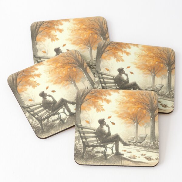 Item preview, Autumn Reflection: Serene Park Bench Sketch with Natural Light designed and sold by Huycao211.