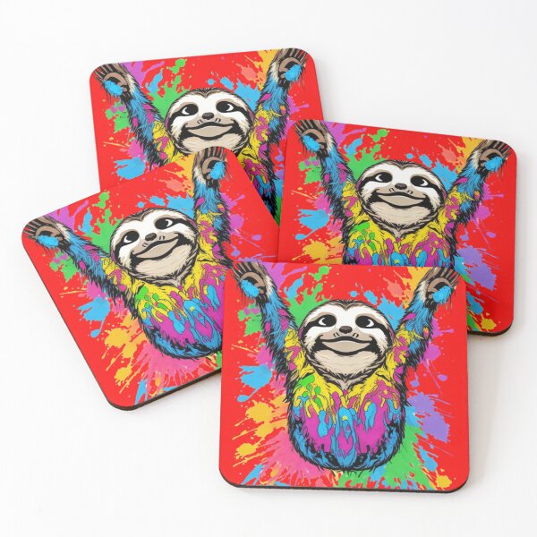 Item preview, Quirky Colorful Sloth Paint Splatter designed and sold by TugForkFinds.