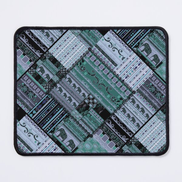 Item preview, Ethnic patchwork of gray blue patches designed and sold by fuzzyfox.