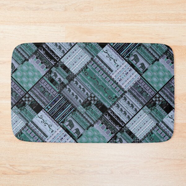 Item preview, Ethnic patchwork of gray blue patches designed and sold by fuzzyfox.