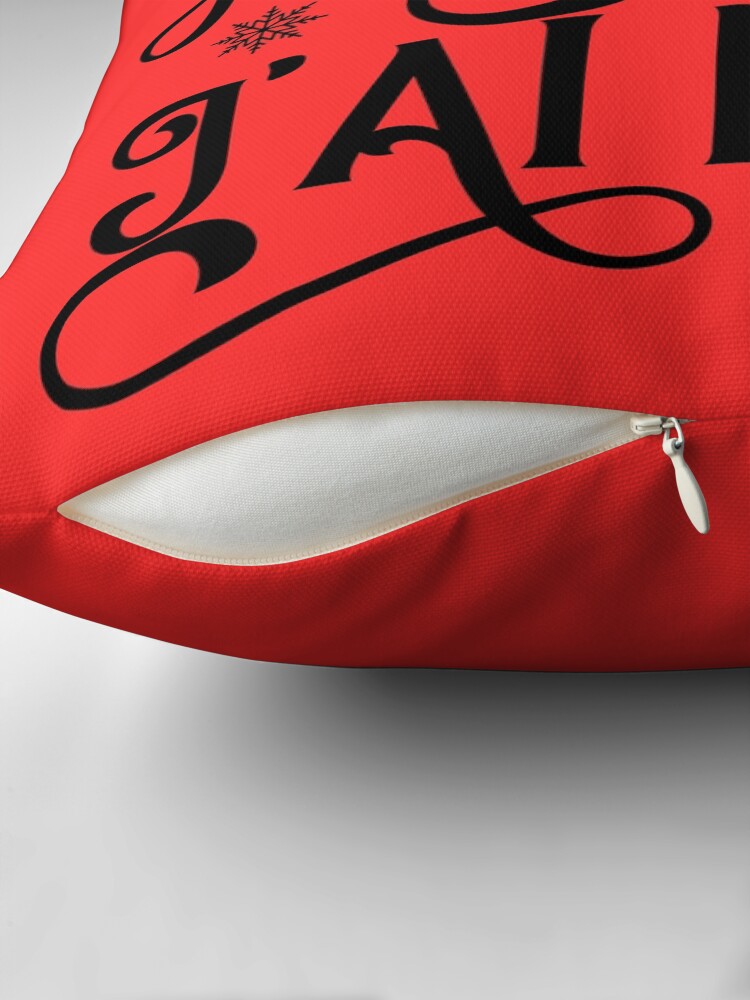 Aperçu 2 sur 4. Coussin avec l'œuvre J'peux pas j'ai Noël créée et vendue par enFRANCAISsvp.