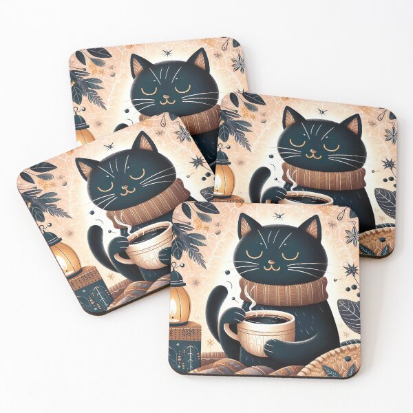 Item preview, Cozy Cat and Coffee Illustration: Feline Elegance and Caffeine Comfort designed and sold by Huycao211.