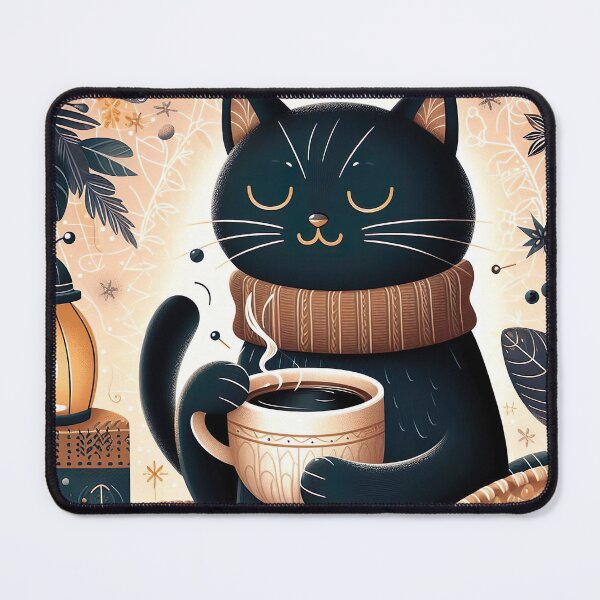 Item preview, Cozy Cat and Coffee Illustration: Feline Elegance and Caffeine Comfort designed and sold by Huycao211.