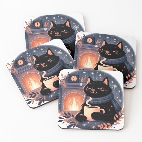 Item preview, Cozy Cat and Coffee Illustration: Feline Elegance and Caffeine Comfort designed and sold by Huycao211.