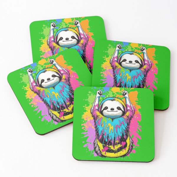 Item preview, Quirky Colorful Sloth Paint Splatter designed and sold by TugForkFinds.