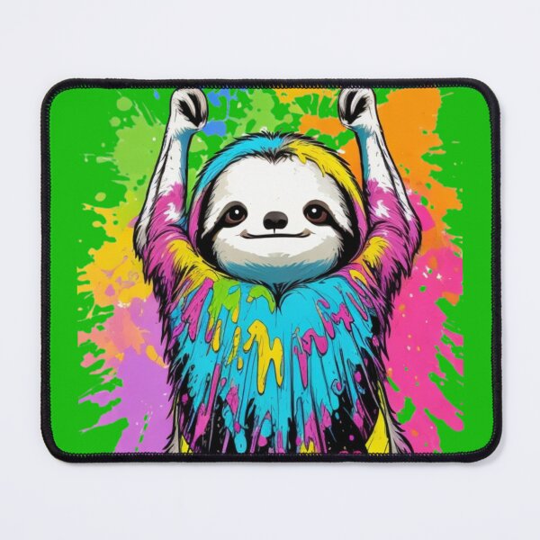 Item preview, Quirky Colorful Sloth Paint Splatter designed and sold by TugForkFinds.