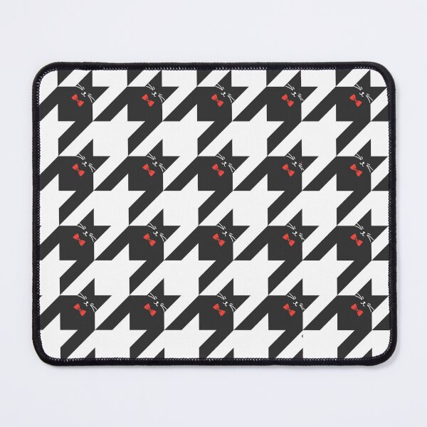 Item preview, Black cat with red bow tie houndstooth pattern designed and sold by Neeshki.