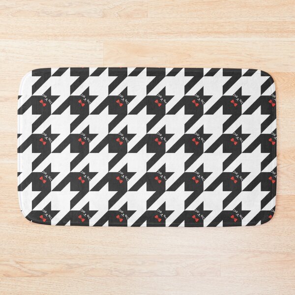 Item preview, Black cat with red bow tie houndstooth pattern  designed and sold by Neeshki.