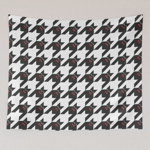Item preview, Black cat with red bow tie houndstooth pattern  designed and sold by Neeshki.