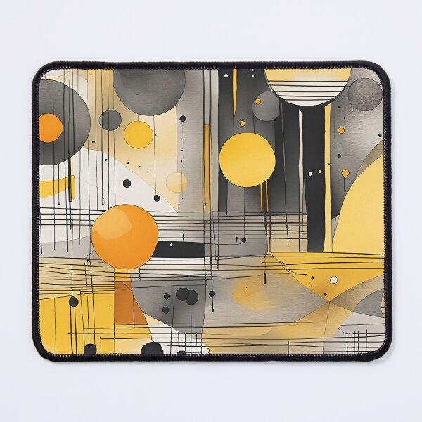 Item preview, Abstract Shapes Geometric Art ~ Planets and in Space ~ Textured Yellow and Black Circles Painting 2 designed and sold by Neon-Wolf.