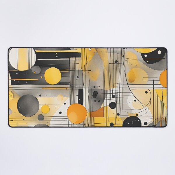 Item preview, Abstract Shapes Geometric Art ~ Planets and in Space ~ Textured Yellow and Black Circles Painting 2 designed and sold by Neon-Wolf.