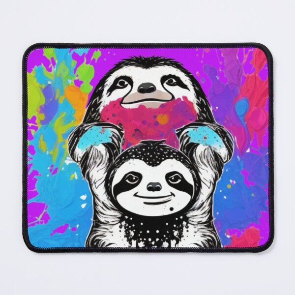 Item preview, Couple Quirky Colorful Sloths Paint Splatter designed and sold by TugForkFinds.