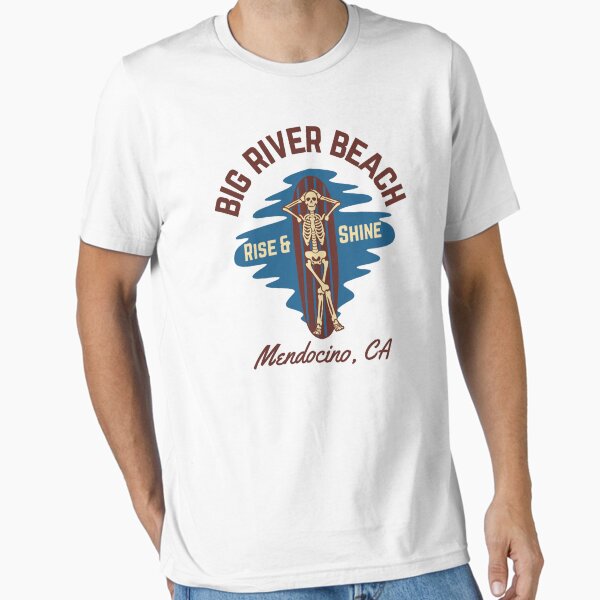 Item preview, Vintage-Style Big River Beach Mendocino California, Brown Text- Skeleton /Surf / Beach designed and sold by TimelessLocales.