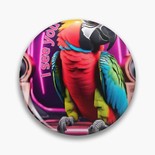 Item preview, Funny Parrot watercolor Rétro-futurisme | ISEE YOU |Gift Cute Bird |Spring Birds designed and sold by Vanchys.