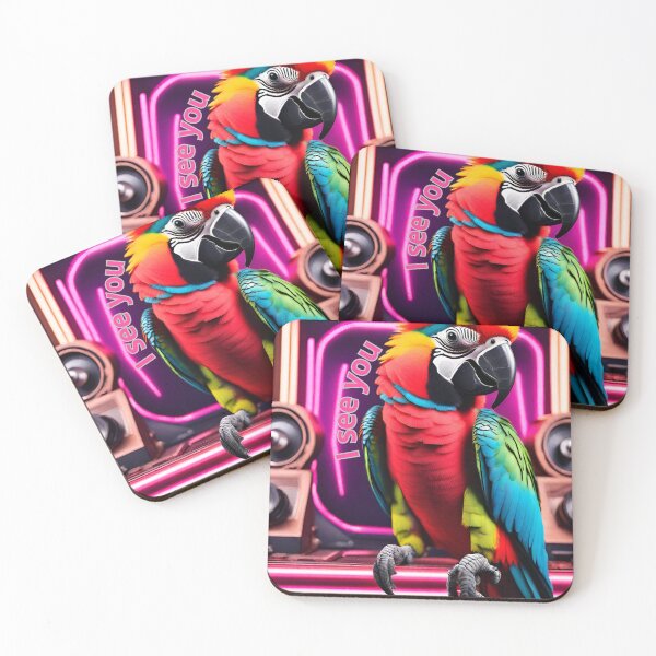 Item preview, Funny Parrot watercolor Rétro-futurisme | ISEE YOU |Gift Cute Bird |Spring Birds designed and sold by Vanchys.
