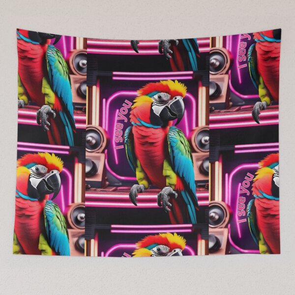 Item preview, Funny Parrot watercolor Rétro-futurisme | ISEE YOU |Gift Cute Bird |Spring Birds designed and sold by Vanchys.