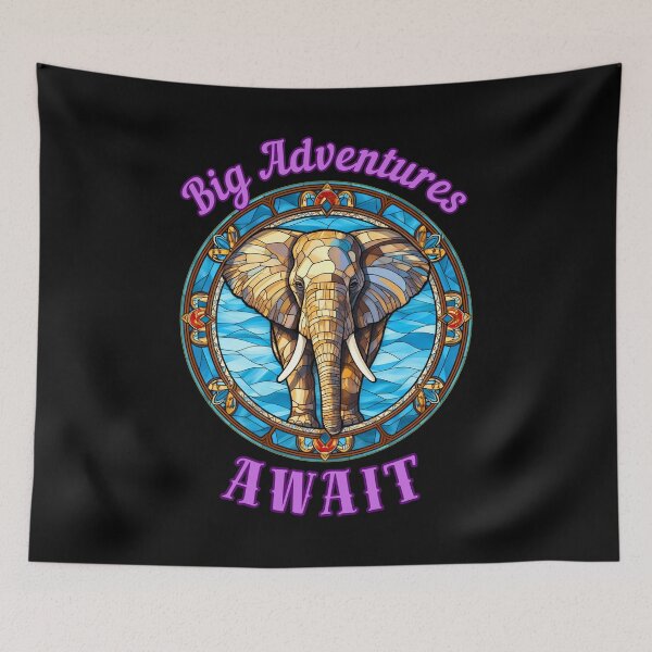 Item preview, Big Adventures Await. elephant face designed and sold by ElephantVibes.