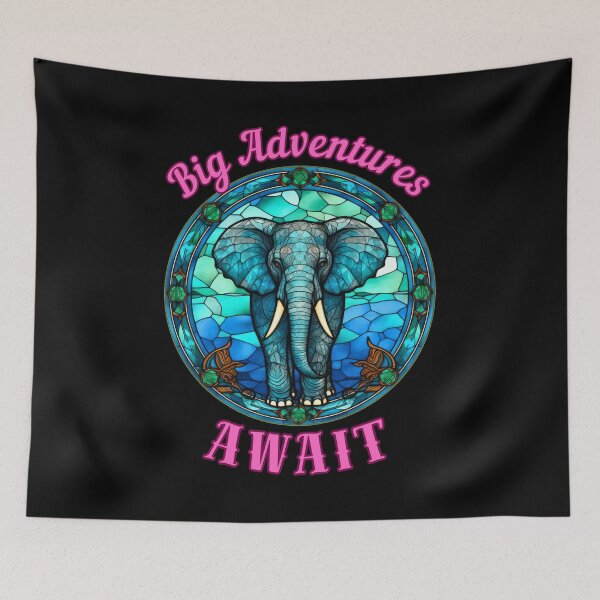 Item preview, Big Adventures Await. elephant saying designed and sold by ElephantVibes.