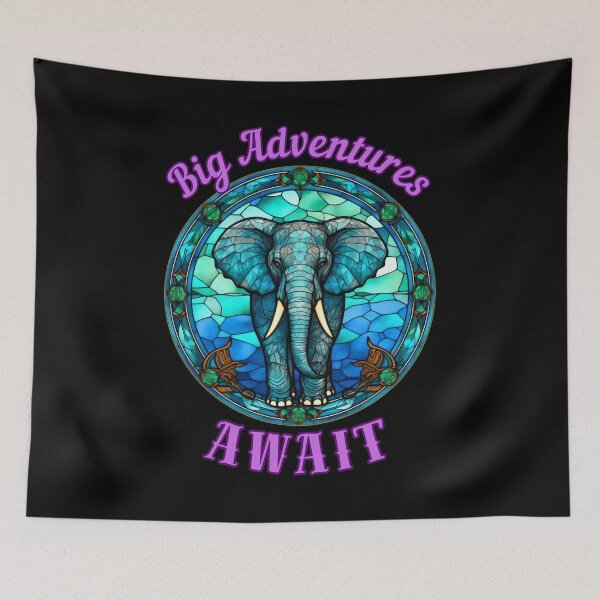 Item preview, Big Adventures Await. elephant quote designed and sold by ElephantVibes.