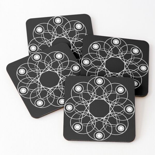 Item preview, Sacred geometry collection 12, white on black, solid color, white drawing by Red Siri0 designed and sold by Red Siri0 Art.