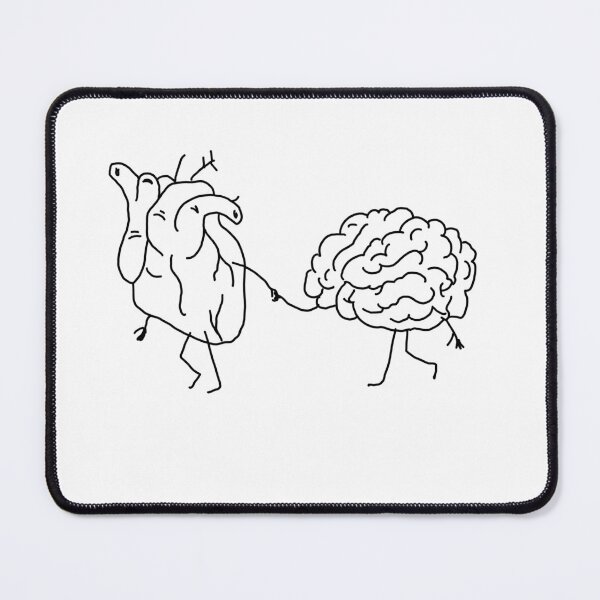 Item preview, Line art Heart and brain running hand in hand designed and sold by adesignworld.