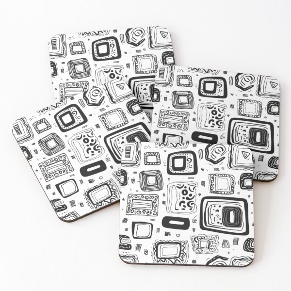 Item preview, Abstract Squares and Boxes Black and White  designed and sold by zanydoodles.
