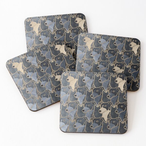Item preview, Greyhound soft blue gradient with gold accents pattern designed and sold by Iluvmygreyhound.