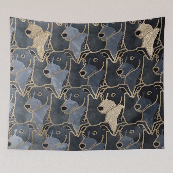 Item preview, Greyhound soft blue gradient with gold accents pattern designed and sold by Iluvmygreyhound.
