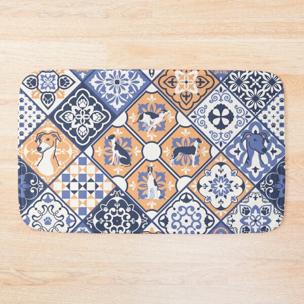 Item preview, Greyhound Portuguese tile pattern designed and sold by Iluvmygreyhound.