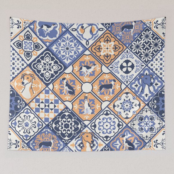 Item preview, Greyhound Portuguese tile pattern designed and sold by Iluvmygreyhound.