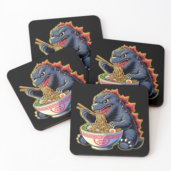 Item preview, Cute Godzilla eating Big Bowl Ramen Noodle designed and sold by melvtec.