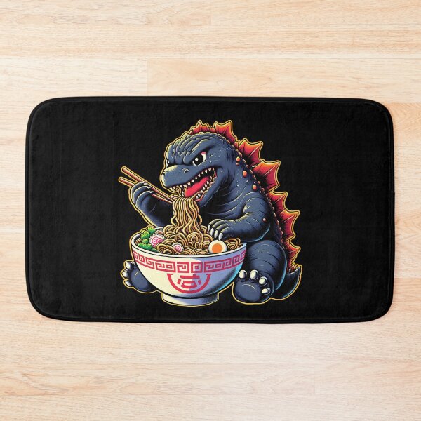 Item preview, Cute Godzilla eating Big Bowl Ramen Noodle designed and sold by melvtec.