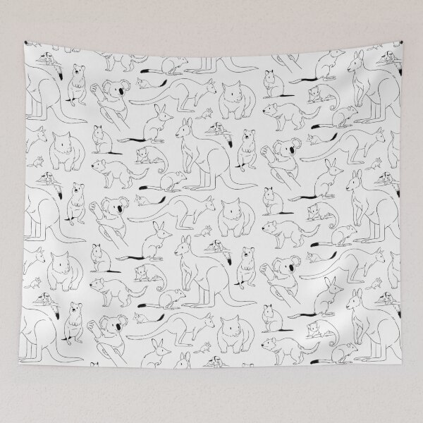 Item preview, Australian Marsupials Animal Linework Pattern Design designed and sold by Mousewren.