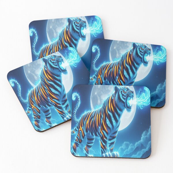 Item preview, Blue Luminescent Fire Tiger designed and sold by DeediArt.