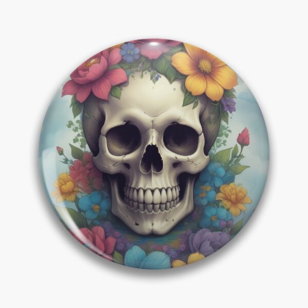 Item preview, Skull with flowers and rainbow for dia de los muertos designed and sold by Bela Mehta.