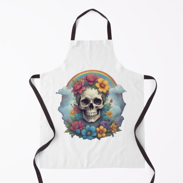 Item preview, Skull with flowers and rainbow for dia de los muertos designed and sold by Bela Mehta.