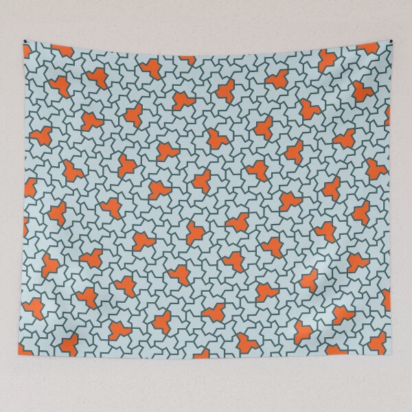 Item preview, ORANGE & BLUE-GREY – einstein tile pattern designed and sold by BrownWoodRobot.