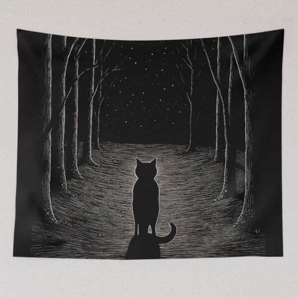 Item preview, black cat in the forest designed and sold by ururuty.