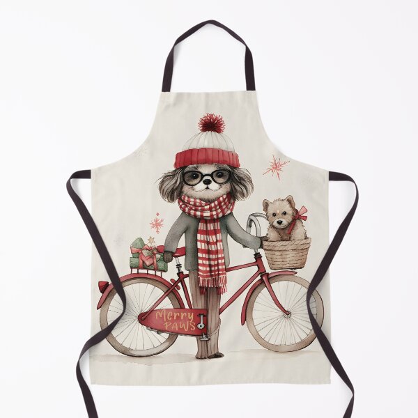 Item preview, Vintage Holiday Bike Ride with Pup designed and sold by inkArtistryfine.