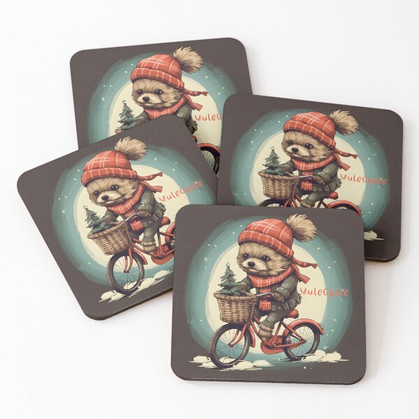 Item preview, Holiday Pup on Festive Bike Ride designed and sold by inkArtistryfine.