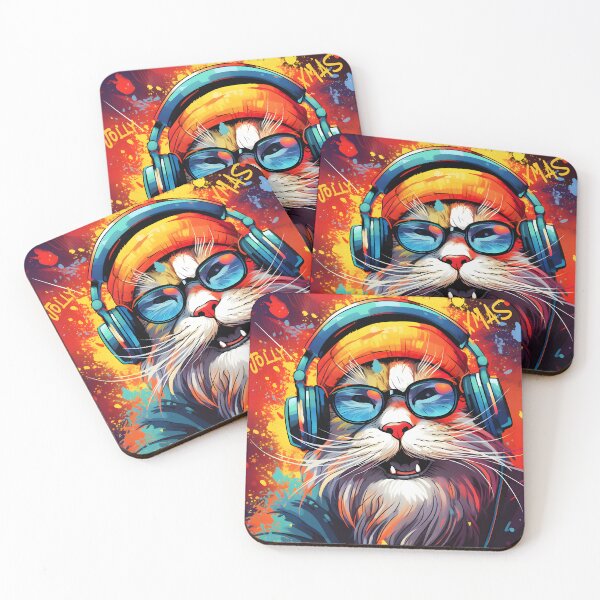 Item preview, Groovy Cat DJ Music Explosion xmas designed and sold by inkArtistryfine.