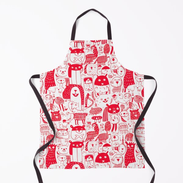 Item preview, Red and white doodles animal dogs peacocks lions bears cats designed and sold by zanydoodles.